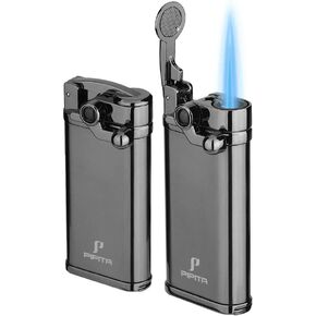 PIPITA 2pcs Torch Lighter Windproof Cigar Lighter Jet Single Flame Cigarette Lighter , Adjustable Flame and Refillbale Fuel Metal Lighter (Butane Not Included) (Lighter) in Saudi Arabia
