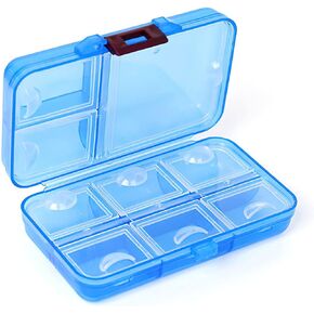 Pill Organizer, Portable Pill Dispenser,9 compartments Moisture-Proof Pill Box for Purse Vitamins, Medicine, Fish Oil,Travel Pill Organizer (Blue)