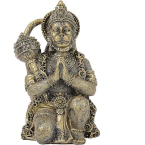 Seyee-bro Hindu God Lord Flying-Hanuman Statue - Hanuman Mythological Figurine for Home Temple Mandir Decor