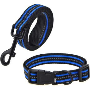 Mile High Life | Reflective Dog Collar Leash Set | Small Dog Collar Leash Set | Medium Dog Collar Leash Set | Adjustable Collar Leash Set (Reflective Solid Limegreen, Medium (Pack of 2)) in Kuwait