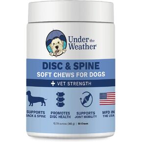 Under The Weather Pet Disc & Spine Health Chews for Dog | Vet Formulated Dog Chews Spinal Disc Support Supplement | Great for Dachshunds & Long Back Breeds with IVDD, Back & Joint Arthritis in Kuwait