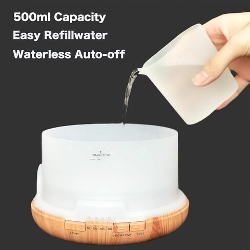 موزع روائح عطرية لطيف للاطفال سعة 500 مل، مرطب هواء هادئ لغرفة النوم مع جهاز تحكم عن بعد ومؤقت 4 اوضاع واضاءة LED بـ7 الوان وخاصية ايقاف التشغيل التلقائي عند نفاذ الماء in Kuwait