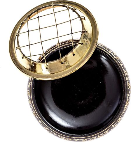 الترناتف ايماجينيشن موقد شاشة نحاسي صلب جميل مع نحت فني وقاعدة اكواب خشبية. اسود in Kuwait