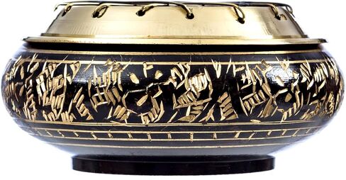 الترناتف ايماجينيشن موقد شاشة نحاسي صلب جميل مع نحت فني وقاعدة اكواب خشبية. اسود in Kuwait