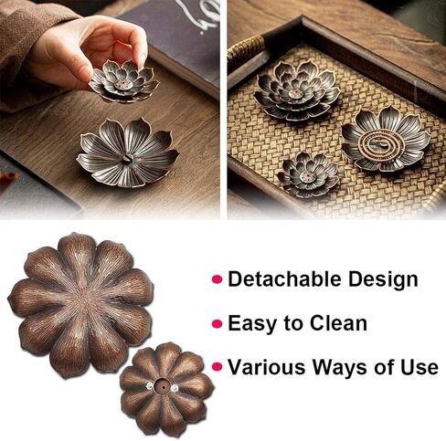 حامل بخور اللوتس، حامل بخور عصا نحاسية 6 فتحات بخور قابلة للفصل لمكتب المنزل وغرفة النوم وغرفة اليوغا وبيت الشاي in Kuwait