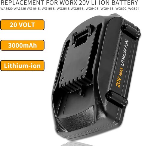 Ibanti 1PACK 3.0Ah WA3520 استبدال بطارية ليثيوم Worx 20 فولت متوافقة مع بطارية Worx 20V WA3525 WG151s WG155s WG251s WG255s WG540s WG545s WG890 WG891 أدوات كهربائية لاسلكية in Kuwait