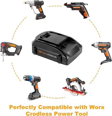 Ibanti 1PACK 3.0Ah WA3520 استبدال بطارية ليثيوم Worx 20 فولت متوافقة مع بطارية Worx 20V WA3525 WG151s WG155s WG251s WG255s WG540s WG545s WG890 WG891 أدوات كهربائية لاسلكية in Kuwait