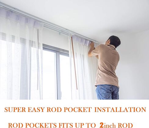 ستائر أنيقة من قماش الجاكار ذو مظهر أنيق مريح مع ستارة قصيرة مثبتة بطوية، مع جيب قضيب للمطبخ، غرفة النوم وغرفة المعيشة (137.16 سم × 213.36 سم، مجموعة من 2)، بيج in Kuwait