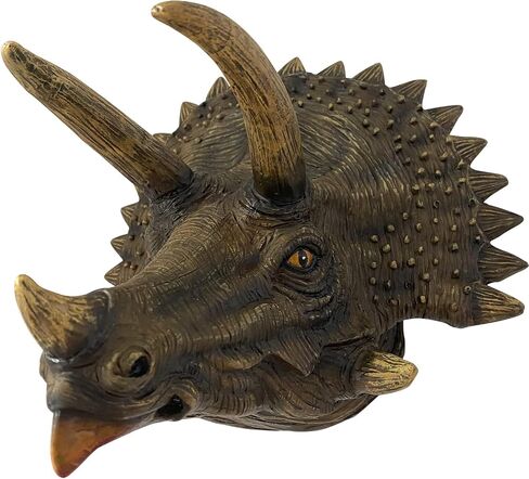 alikiki Jurassic Triceratops Head Wall Hanging - Faux Dinosaur Head Wall Mount Boys Kids Birthday Party Gaming Room Dinosaur Themed Wall Sculpture Indoor Outdoor Animal Heads Wall Taxidermy Art Decor in Saudi Arabia