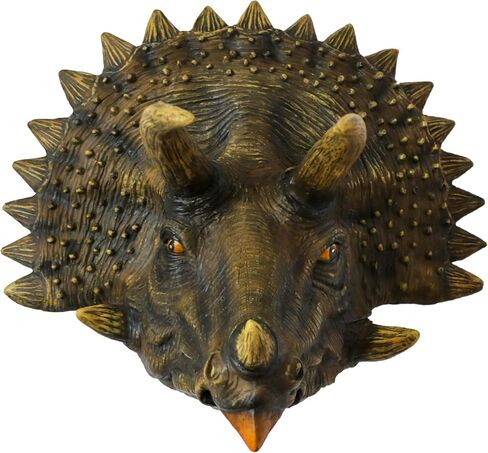 alikiki Jurassic Triceratops Head Wall Hanging - Faux Dinosaur Head Wall Mount Boys Kids Birthday Party Gaming Room Dinosaur Themed Wall Sculpture Indoor Outdoor Animal Heads Wall Taxidermy Art Decor in Saudi Arabia