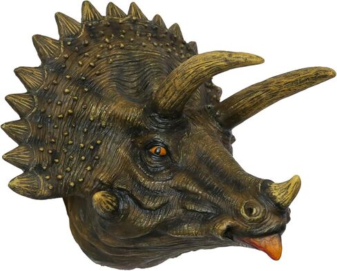 alikiki Jurassic Triceratops Head Wall Hanging - Faux Dinosaur Head Wall Mount Boys Kids Birthday Party Gaming Room Dinosaur Themed Wall Sculpture Indoor Outdoor Animal Heads Wall Taxidermy Art Decor in Saudi Arabia