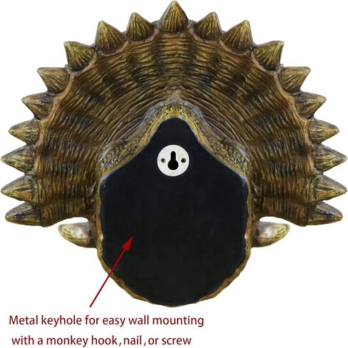 alikiki Jurassic Triceratops Head Wall Hanging - Faux Dinosaur Head Wall Mount Boys Kids Birthday Party Gaming Room Dinosaur Themed Wall Sculpture Indoor Outdoor Animal Heads Wall Taxidermy Art Decor in Saudi Arabia