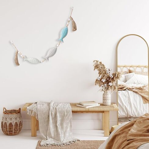 ديكور جدار سمكة خشبي عتيق، ديكور منزل البحيرة البحرية، سمك خشبي بحري، جدار معلق فني، ديكور الأسماك الساحلية، ديكور تحت عنوان البحيرة، ديكورات الأسماك البحرية للمنزل، غرفة نوم الحمام، منزل البحيرة (أ) in Kuwait