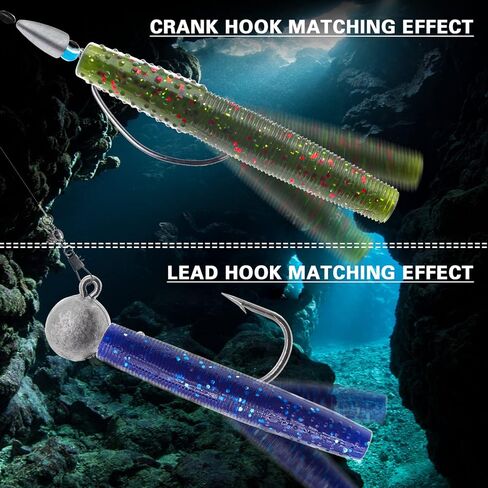 Zsrivk 40pcs Soft Fishing Lures 2.55in Finesse Ned Worms Lures, 5 Mixed Colors Soft Plastic Worm Lures Kit Saltwater Freshwater Bait for Bass Trout Crappie Walleye in Kuwait