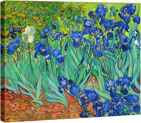 Wieco Art Irises Modern Stretched and Framed Floral Giclee Canvas Print By Van Gogh Famous Flowers Oil Paintings Reproduction Artwork Pictures on Canvas Wall Art for Bedroom Home Decorations in Saudi Arabia