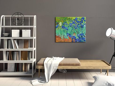 Wieco Art Irises Modern Stretched and Framed Floral Giclee Canvas Print By Van Gogh Famous Flowers Oil Paintings Reproduction Artwork Pictures on Canvas Wall Art for Bedroom Home Decorations in Saudi Arabia