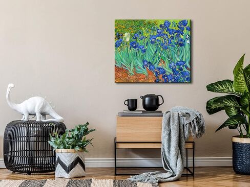 Wieco Art Irises Modern Stretched and Framed Floral Giclee Canvas Print By Van Gogh Famous Flowers Oil Paintings Reproduction Artwork Pictures on Canvas Wall Art for Bedroom Home Decorations in Saudi Arabia