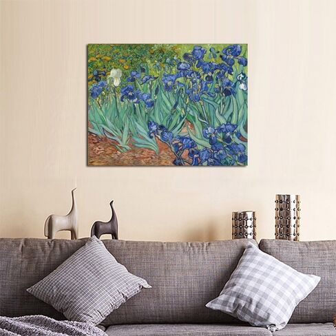 Wieco Art Irises Modern Stretched and Framed Floral Giclee Canvas Print By Van Gogh Famous Flowers Oil Paintings Reproduction Artwork Pictures on Canvas Wall Art for Bedroom Home Decorations in Saudi Arabia
