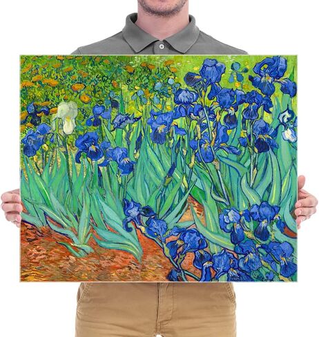 Wieco Art Irises Modern Stretched and Framed Floral Giclee Canvas Print By Van Gogh Famous Flowers Oil Paintings Reproduction Artwork Pictures on Canvas Wall Art for Bedroom Home Decorations in Saudi Arabia