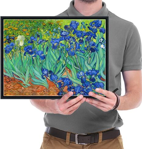 Wieco Art Irises حديث ممتد ومؤطر بطباعة قماشية جيكلي من الزهور الشهيرة من Van Gogh لوحات زيتية مستنسخة صور فنية على قماش جدار الفن لديكورات المنزل في غرفة النوم in Kuwait