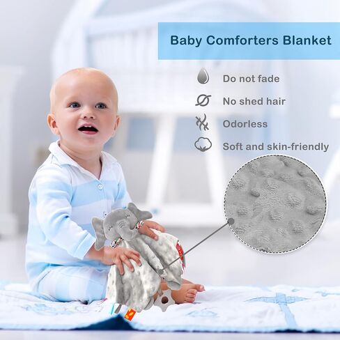 Baby Boy Gifts Set, Baby Gifts Includes Baby Comforter Blanket and Pacifier Clip Chain, Unique Present for Baby Shower & Newborn Lovey（Blue Clip Chain） in Kuwait