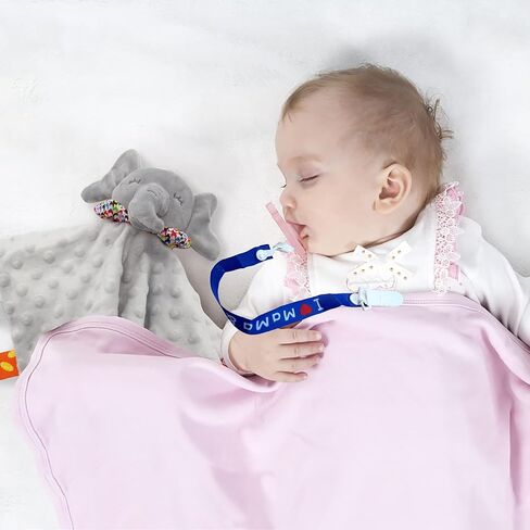 Baby Boy Gifts Set, Baby Gifts Includes Baby Comforter Blanket and Pacifier Clip Chain, Unique Present for Baby Shower & Newborn Lovey（Blue Clip Chain） in Kuwait