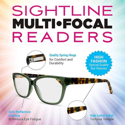 نظارات القراءة Sightline 6010 متعددة التركيز التقدمية ذات الجودة العالية بإطار من الأسيتات وعدسات مطلية بالواقع المعزز in Kuwait