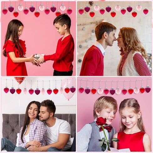 Gemscream 24 Pcs Valentine's Day Heart Ornaments for Tree Velvet Valentines Ornaments Hanging Heart Handmade Decor Romantic Heart Decors for Tree Wedding Anniversary Party Home(Multicolored) in Kuwait