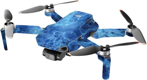 MIGHTY SKINS Compatible with DJI Mini 2 Portable Drone - Blue Flames | Protective, Durable, and Unique Vinyl Decal wrap Cover | Easy to Apply, Remove, and Change Styles | Made in The USA in Saudi Arabia