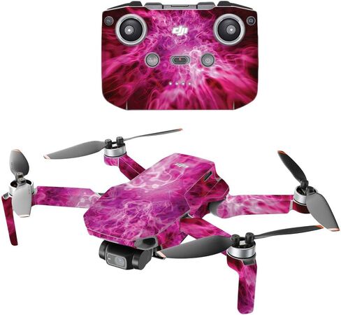 MightySkins Compatible with DJI Mini 2 Portable Drone - Pink Flames | Protective, Durable, and Unique Vinyl Decal wrap Cover | Easy to Apply, Remove, and Change Styles | Made in The USA in Saudi Arabia