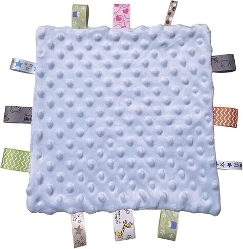 Baby Security Taggies Blankets Soothing Sensory Soft Comforter Blanket Infant Appease Towel Baby Loveys for Boys with Colorful Tags(Mint Green) in Kuwait