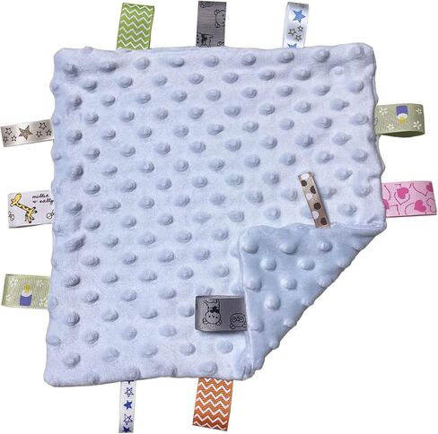 Baby Security Taggies Blankets Soothing Sensory Soft Comforter Blanket Infant Appease Towel Baby Loveys for Boys with Colorful Tags(Mint Green) in Kuwait