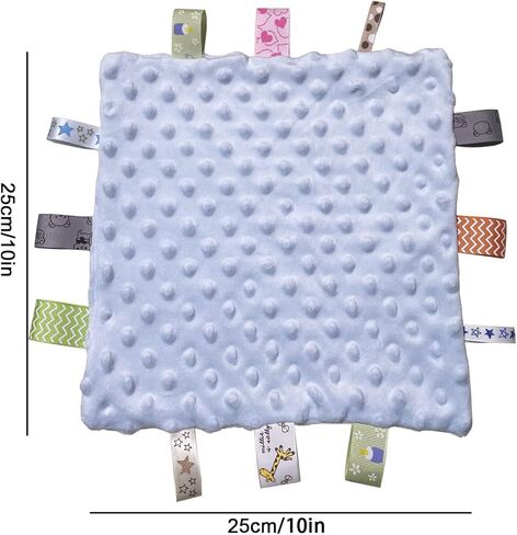 Baby Security Taggies Blankets Soothing Sensory Soft Comforter Blanket Infant Appease Towel Baby Loveys for Boys with Colorful Tags(Mint Green) in Kuwait