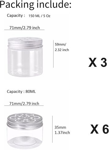 3 أنماط، 3 قطع 5 أونصة (150 مل) + 6 قطع 2.7 أونصة (80 مل)، معطر هواء صلب، موزع روائح عطرية، حاويات تخزين فارغة مع أغطية مجوفة، غطاء لولبي، برطمانات مستديرة، عينة للعلاج بالروائح العطرية in Kuwait
