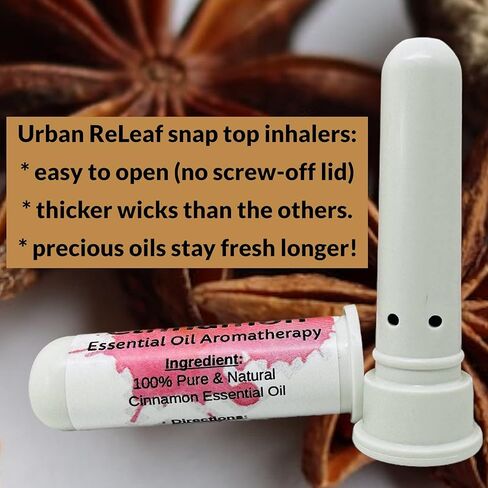 أجهزة الاستنشاق الأنفية بالزيت العطري بالقرفة من أوربان ريليف، مجموعة من قطعتين - زيت القرفة الحار غير المخفف، سهل الفتح من الأعلى. صنع فى أمريكا. خالي من الكحول. لا فوضى. حجم الجيب. in Kuwait