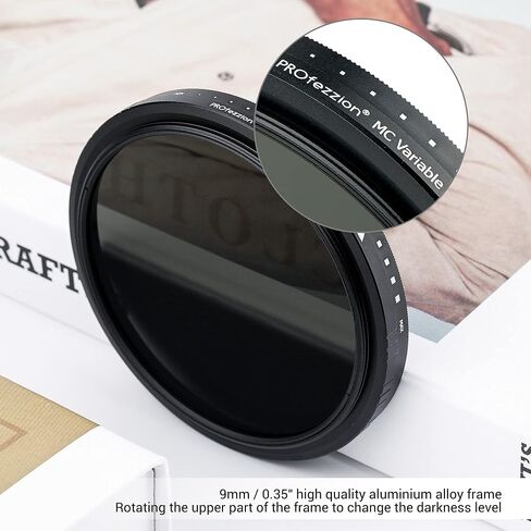 PROfezzion 52mm Variable ND Filter ND2-ND2000 Variable Neutral Density Fader for Canon EF-S 24mm f2.8/Sigma 30mm f1.4/Nikon AF-S 18-55mm/Fujifilm Fujinon XC 15-45mm Lens & Other 52mm Camera Lenses in Saudi Arabia