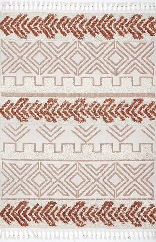 سجادة nuLOOM Zuri Shaggy Banded Tribal Runner، مقاس 2' 6'' x 8'، صدأ in Kuwait