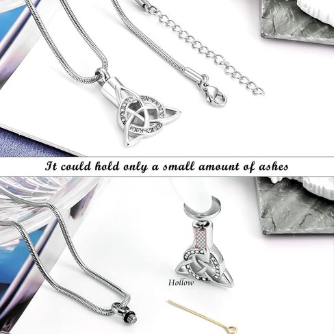 XIUDA قلادة جرة للرماد مجوهرات جنائزية للرماد البشري قلادة تذكارية تذكارية سلتيك الثالوث عقدة قلادة للرماد in Kuwait