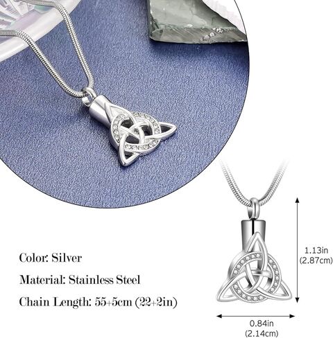 XIUDA قلادة جرة للرماد مجوهرات جنائزية للرماد البشري قلادة تذكارية تذكارية سلتيك الثالوث عقدة قلادة للرماد in Kuwait