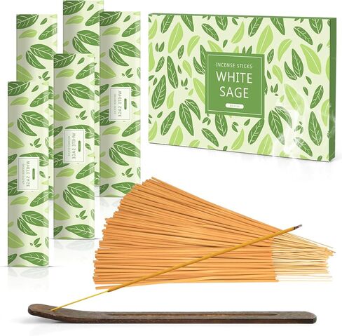 بخور برائحة المريمية البيضاء - 100 قطعة - بخور معطر مع خشب - حامل عصا للمنزل والمعابد والفناء in Kuwait