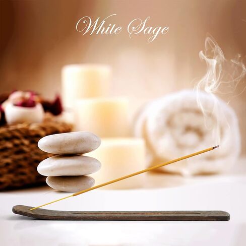 بخور برائحة المريمية البيضاء - 100 قطعة - بخور معطر مع خشب - حامل عصا للمنزل والمعابد والفناء in Kuwait