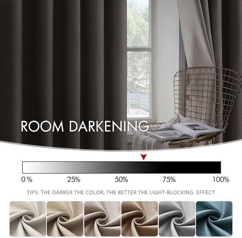 ستائر MIULEE من الكتان الملمس بطول 90 بوصة لوحات ستارة طويلة لغرفة النوم/غرفة المعيشة ستائر تعتيم ستائر قضيب عازلة للحرارة وجيب خلفي ولوحة خلفية 2 لوح - بيج in Kuwait