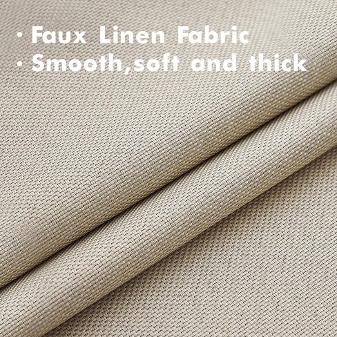 ستائر MIULEE من الكتان الملمس بطول 90 بوصة لوحات ستارة طويلة لغرفة النوم/غرفة المعيشة ستائر تعتيم ستائر قضيب عازلة للحرارة وجيب خلفي ولوحة خلفية 2 لوح - بيج in Kuwait