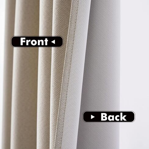 ستائر MIULEE من الكتان الملمس بطول 90 بوصة لوحات ستارة طويلة لغرفة النوم/غرفة المعيشة ستائر تعتيم ستائر قضيب عازلة للحرارة وجيب خلفي ولوحة خلفية 2 لوح - بيج in Kuwait