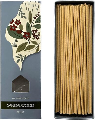 أعواد البخور Incense World، جودة ممتازة، عصا البخور الكورية، روائح طبيعية 100%، 120 عودًا (خشب الصندل) بني / أخضر in Kuwait