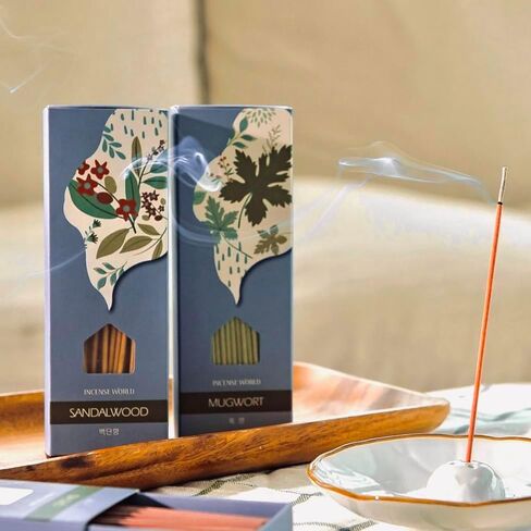 أعواد البخور Incense World، جودة ممتازة، عصا البخور الكورية، روائح طبيعية 100%، 120 عودًا (خشب الصندل) بني / أخضر in Kuwait