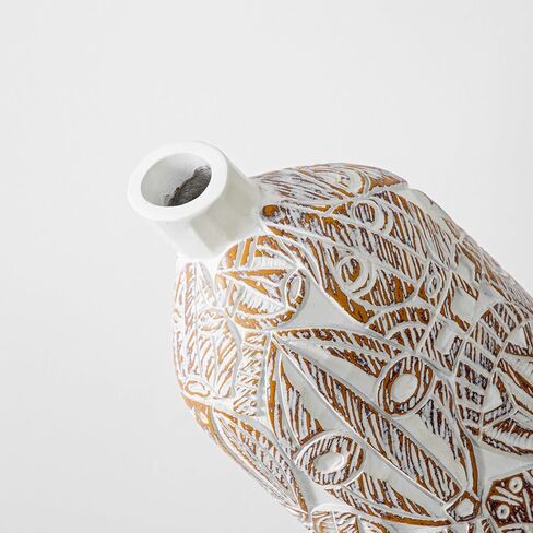 مزهرية زهور طويلة 35.56 سم، مزهرية كبيرة بيضاء لديكور المنزل، مزهريات مصنوعة يدويًا لديكور المزرعة وغرفة المعيشة والمكتب وغرفة النوم وطاولة مركزية على الرف والزفاف، ديكور منزلي غريب. in Kuwait