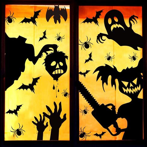 ملصقات نوافذ الهالوين كبيرة لملصقات نوافذ الهالوين ملصقات النوافذ العملاقة المخيفة ديكورات نوافذ زجاجية سوداء لحفلات الهالوين in Kuwait