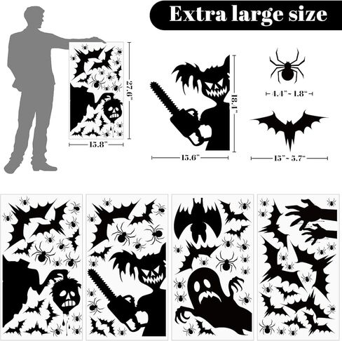 ملصقات نوافذ الهالوين كبيرة لملصقات نوافذ الهالوين ملصقات النوافذ العملاقة المخيفة ديكورات نوافذ زجاجية سوداء لحفلات الهالوين in Kuwait
