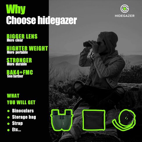 Binoculars for Adults and Kids 10x25 ,Small Binoculars Compact,Large View High Powered Binoculars for Bird Watching,Hunting,Hiking and Sport Games in Kuwait